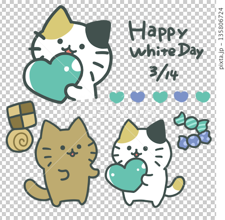 ホワイトデーねこ 135806724