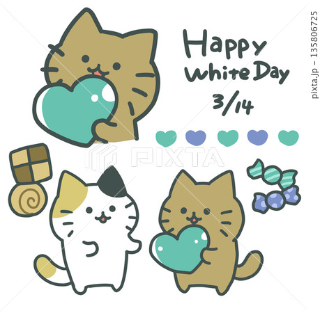 ホワイトデーねこ 135806725