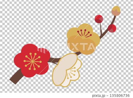 Simple plum blossom branch_3 colors Simple plum blossom branch_3 colors 135806736