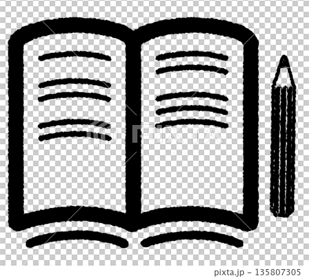 開いたノートのシンプルアイコン-1- 線画 135807305