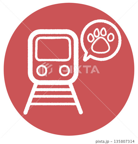かわいいペットと電車でお出かけイラスト レッド かわいいペットと電車でお出かけイラスト レッド 135807314