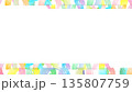 カラフルな水彩の虹色ラインフレーム 135807759