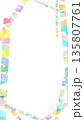 カラフルな水彩の虹色ラインフレーム 135807761