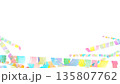 カラフルな水彩の虹色ラインフレーム 135807762