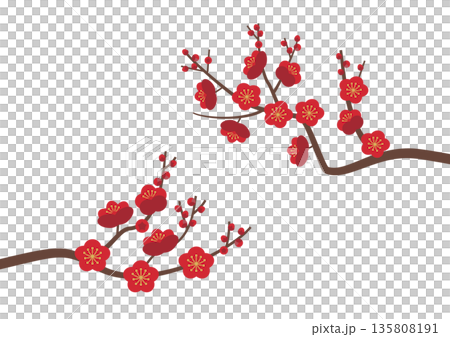 梅花枝，兩面都是紅色的 135808191