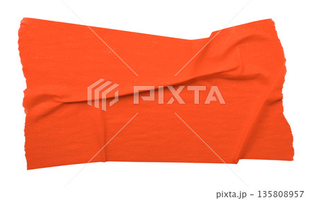 red crumpled torn tape isolated on transparent background. red crumpled torn tape isolated on transparent background. 135808957