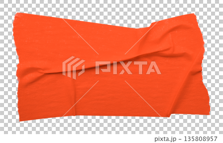 red crumpled torn tape isolated on transparent background. 135808957