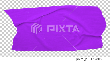 purple crumpled torn tape isolated on transparent background. 135808959