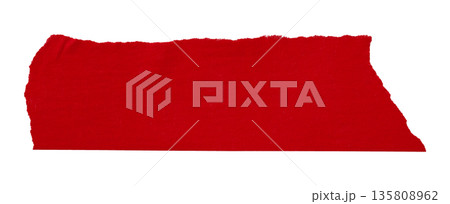 red crumpled torn tape isolated on transparent background. red crumpled torn tape isolated on transparent background. 135808962