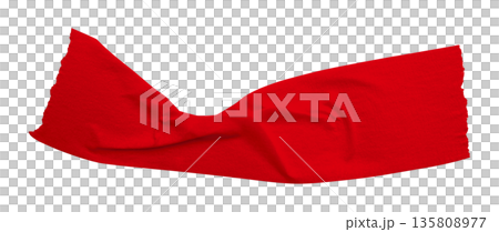 red crumpled torn tape isolated on transparent background. red crumpled torn tape isolated on transparent background. 135808977