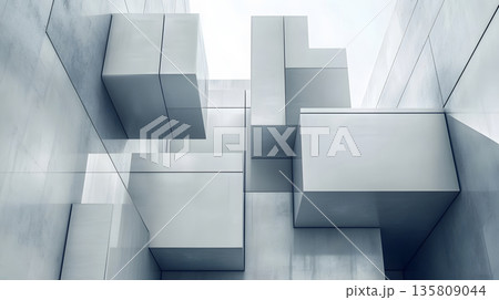 Modular architecture background with geometric block structures. 135809044