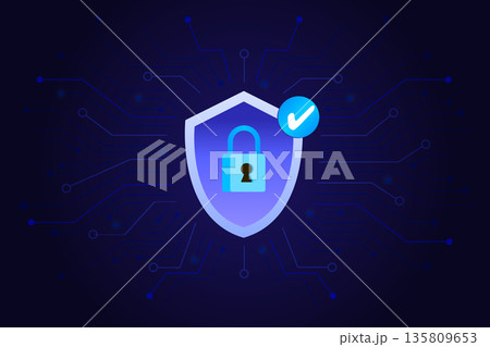 internet privacy, data protection, and network safety concept with glow effect. 135809653