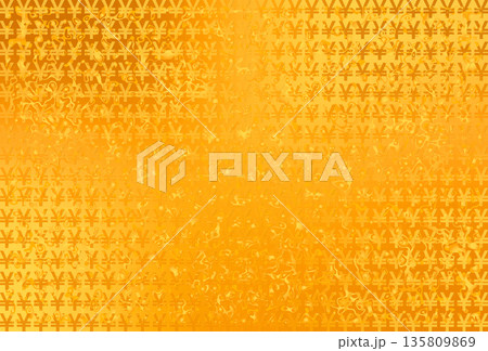 黄金色に輝くリッチな日本通貨記号￥マークパターン入り背景素材 135809869