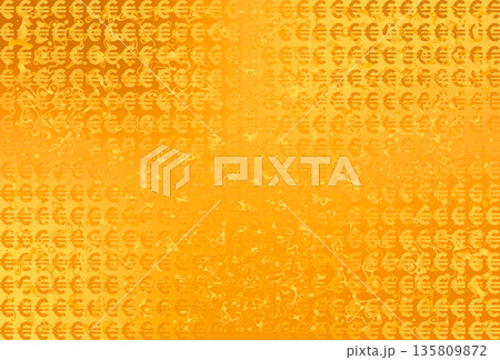 黄金色に輝くリッチなユーロ通貨記号€マークパターン入り背景素材 135809872