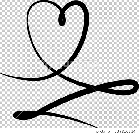 Heart continuous line drawing. Decorative design Heart continuous line drawing. Decorative design 135810514