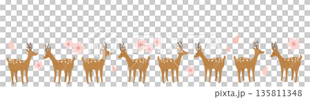 桜と鹿の背景イラスト 135811348