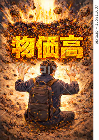 物価高に苦しむ大学生 物価高に苦しむ大学生 135811607