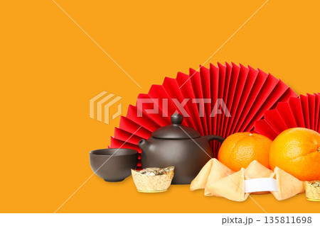 Festive items and symbols for Chinese New Year celebration Festive items and symbols for Chinese New Year celebration 135811698