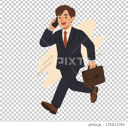 商人邊跑步邊打電話 135811765