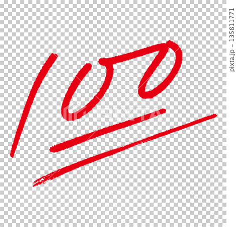 100 points written with pen 135811771