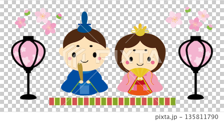 Hinamatsuri Cute Hina dolls and lantern illustration Hinamatsuri Cute Hina dolls and lantern illustration 135811790