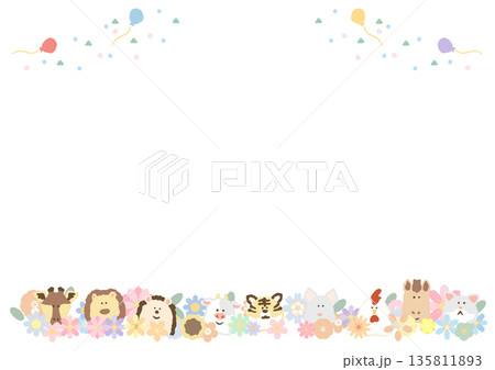 卒園式・修了証書 そのまま使えるパステル証書・メッセージカードテンプレート 135811893