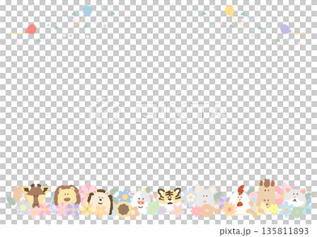 卒園式・修了証書 そのまま使えるパステル証書・メッセージカードテンプレート 135811893