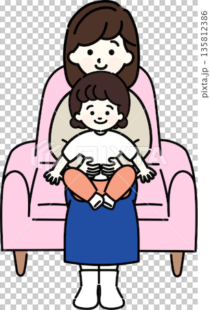 膝に座る女の子 膝に座る女の子 135812386