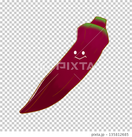 Smiling Red Vegetables | Cute and Relaxed Red Okra 135812685