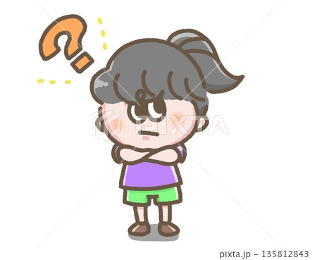 疑問に思う女の子のイラスト 135812843