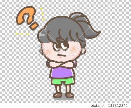 Illustration of a girl wondering 135812843