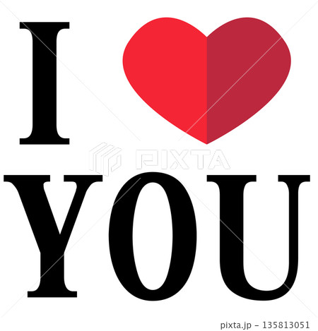 I love you text with red heart icon. I Love You sign. Set of colorful hearts on a white background. flat style. I love you text with red heart icon. I Love You sign. Set of colorful hearts on a white background. flat style. 135813051