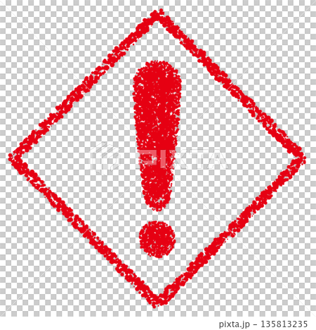 Crayon material hand-drawn warning mark Crayon material hand-drawn warning mark 135813235