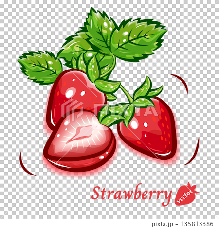 可愛的草莓普普藝術材料 | 新鮮水果向量插圖 可愛的草莓普普藝術材料 | 新鮮水果向量插圖 135813386