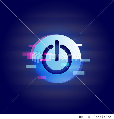 Power Button Glitch Technology Background Icon Power Button Glitch Technology Background Icon 135813872
