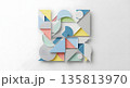 Modern abstract art piece with colorful geometric shapes 135813970