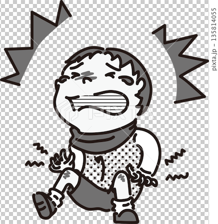 Illustration of a child falling, getting injured, and crying in gray tones Illustration of a child falling, getting injured, and crying in gray tones 135814055