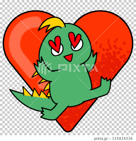 可愛的卓柏卡布拉角色插畫，它抱著一顆心，沉浸在愛河之中。 135814316