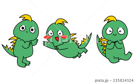 感情と動きで表現するチュパカブラのポーズバリエーションイラスト 135814324