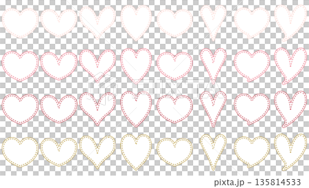 一套白色心形布料，飾以簡潔、可愛、活潑的縫線。 135814533