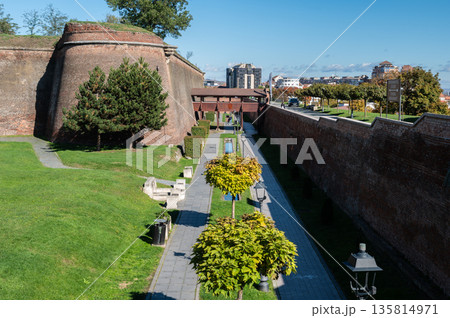 Historic Brick Defensive Walls and Bastions of Alba Carolina Citadel 135814971