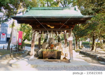 ひょうたんをデザインした豊国神社の手水舎 135815303