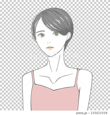 A woman wearing a camisole (black hair) 135815359