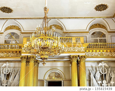 The luxurious interiors of the Armorial Hall in the Hermitage Museum in St. Petersburg, Russia. The luxurious interiors of the Armorial Hall in the Hermitage Museum in St. Petersburg, Russia. 135815439