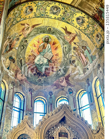 The luxurious interiors of the Church of the Savior on Spilled Blood, St. Petersburg, Russia 135815449
