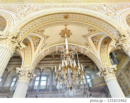 The luxurious interiors of the Pavilion Hall at the Hermitage Museum in St. Petersburg, Russia. The luxurious interiors of the Pavilion Hall at the Hermitage Museum in St. Petersburg, Russia. 135815462