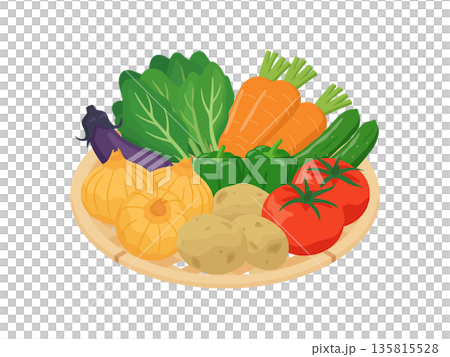 Vegetables in a colander, flat illustration 135815528