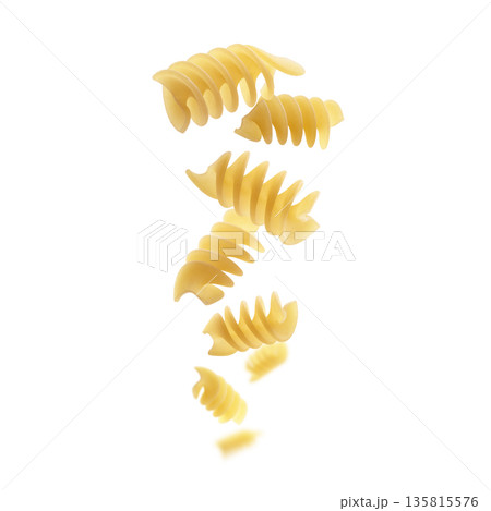 Italian pasta levitating on a white background 135815576