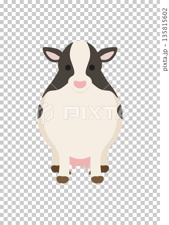 正面を向いた牛のかわいいベクターイラスト 135815602