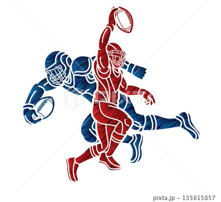 American Football Sport Players Mix Action Cartoon Graphic Vector American Football Sport Players Mix Action Cartoon Graphic Vector 135815857